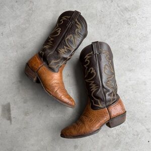 Vintage Tony Lama Brown Leather Cowboy Boots - 9D